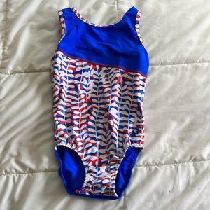 Red, white, and blue Plum leotard.
